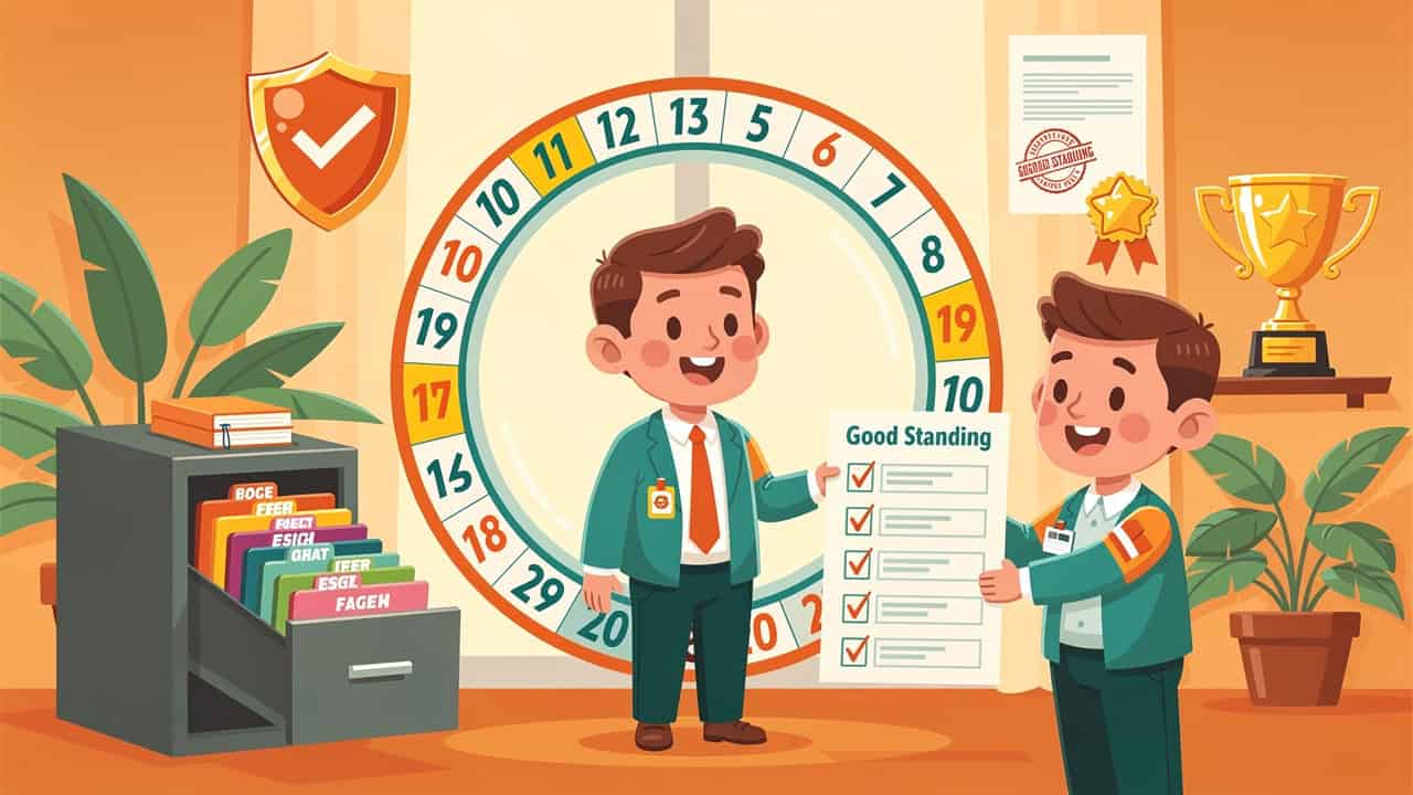 Cartoon business owner managing annual compliance obligations in Sri Lanka