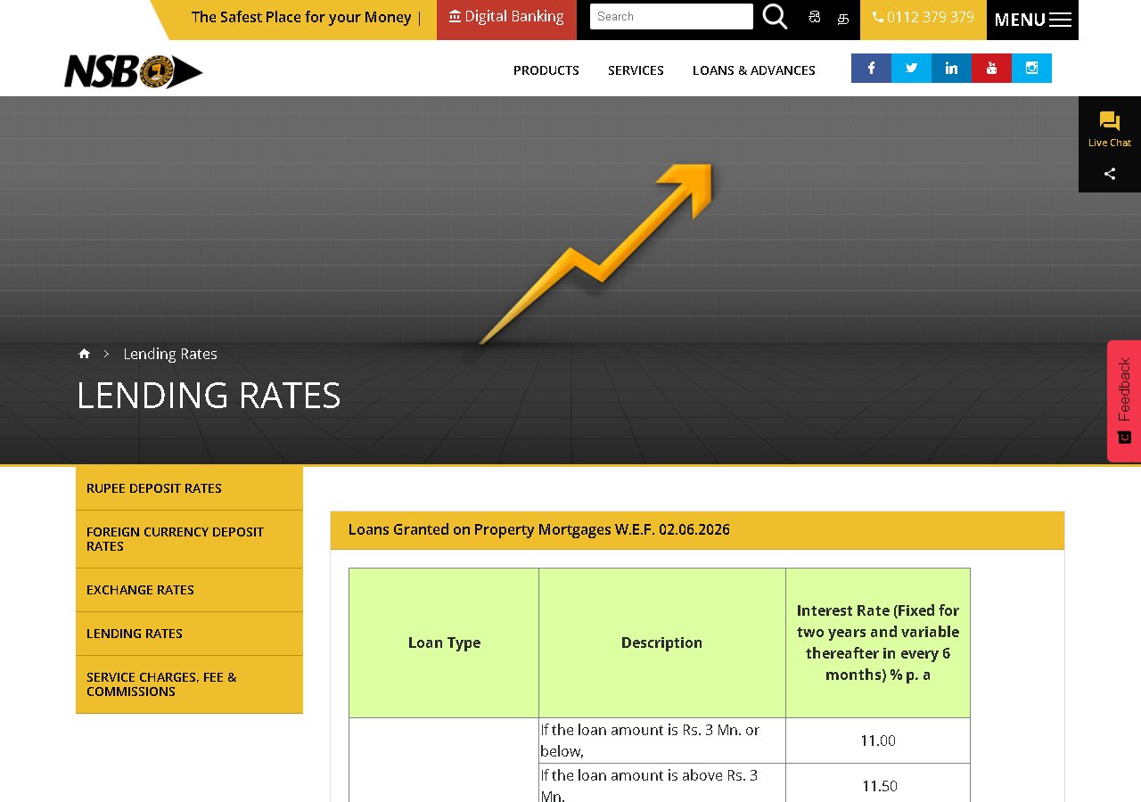 National Savings Bank NSB personal loan page showing individual and group loan options with up to 84 month repayment