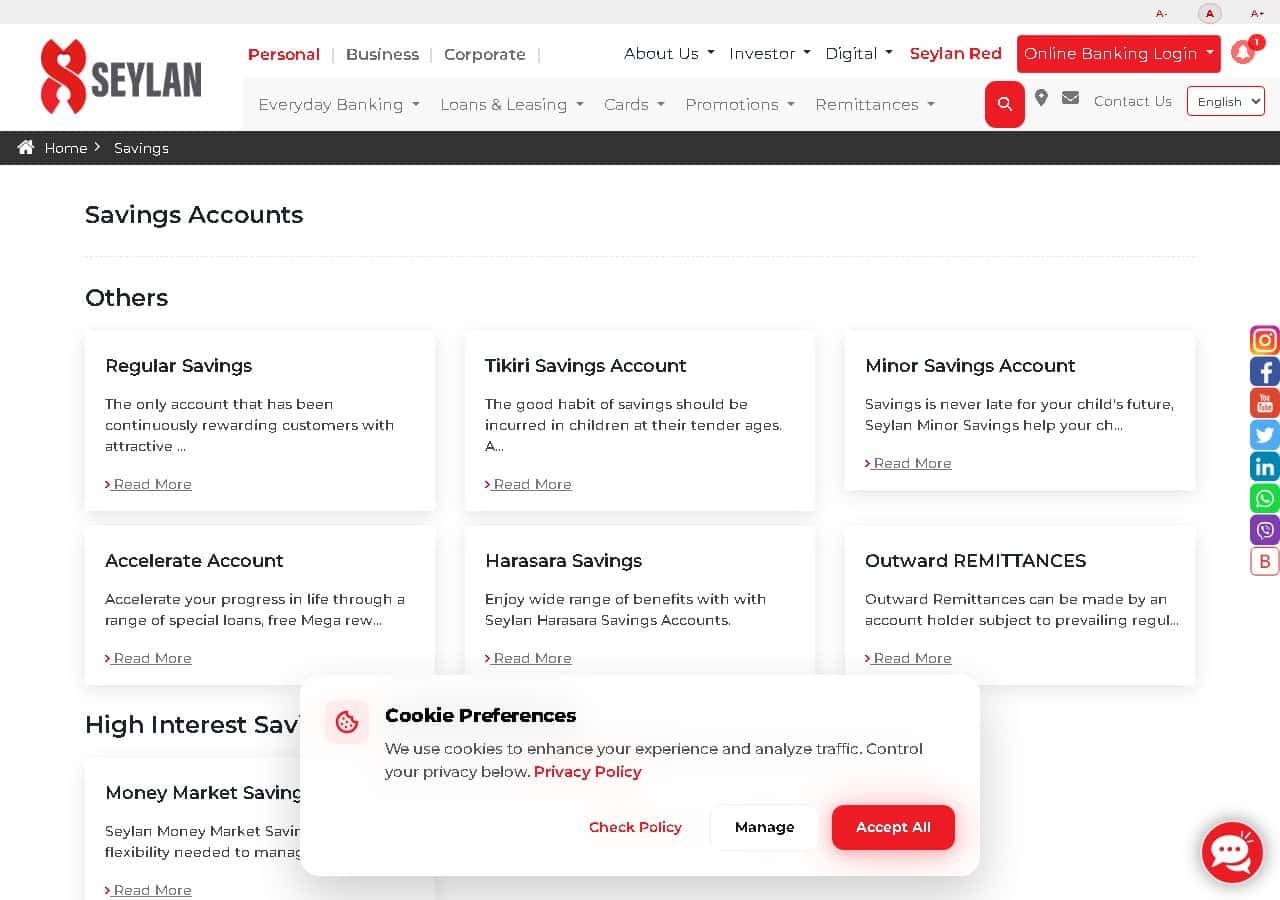 Seylan Bank Salary salary savings account Sri Lanka