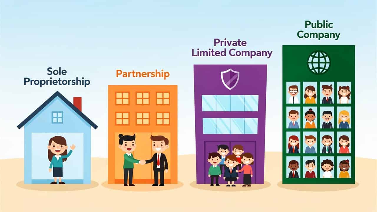Cartoon comparison of Sri Lanka business structure types